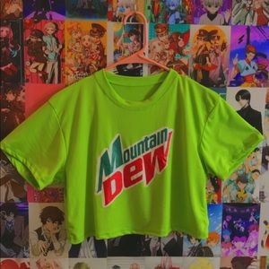 Mountain Dew cropped tumblr shirt top
